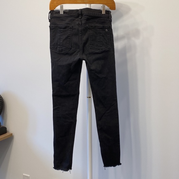 Rag & Bone black mid-rise ankle skinny modal jeans raw hem - Picture 2 of 6